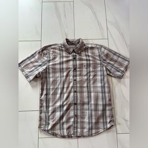 3/$30 Carhartt Men's Relaxed Fit Plaid Short Sleeve Button-Down Shirt size large